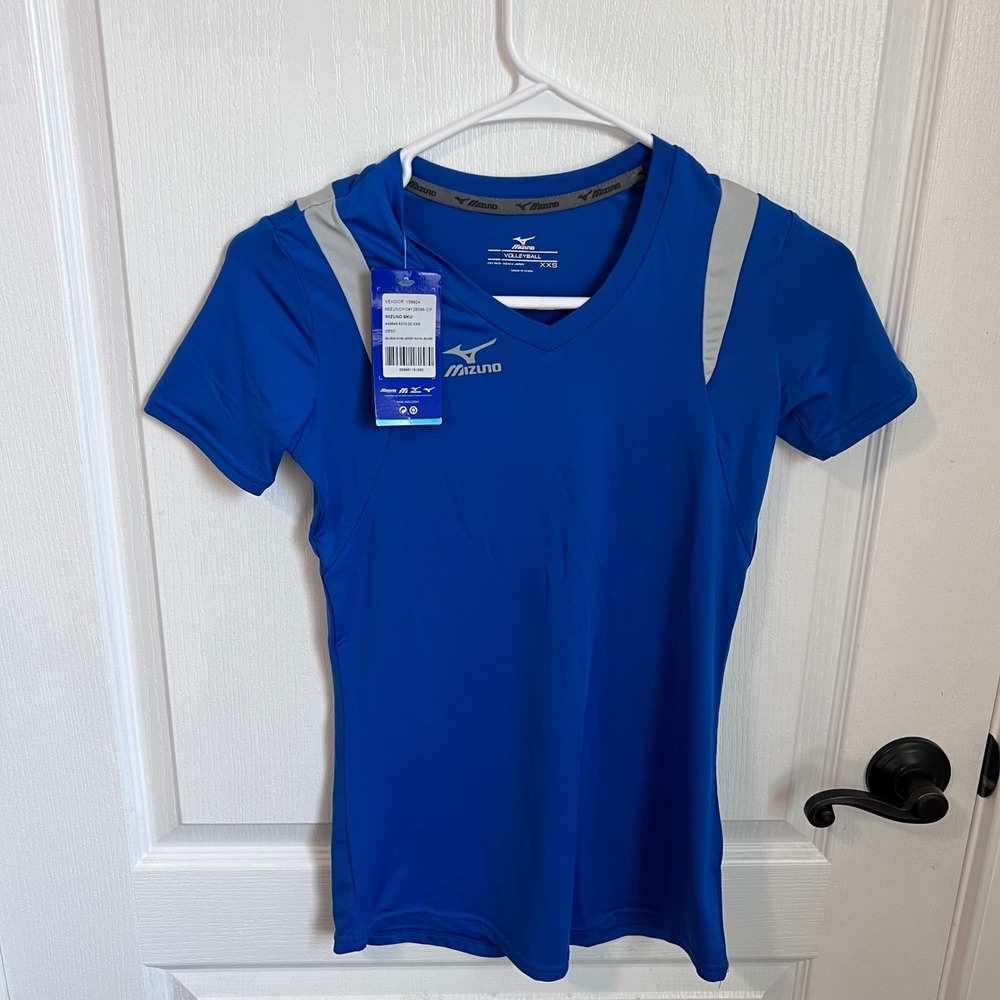 Mizuno Balboa 5.0 SS Volleyball Jersey Royal Silver 440646 Size XXS New